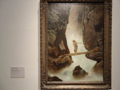 アントン ロマコ “Girl crossing a mountain torrent"