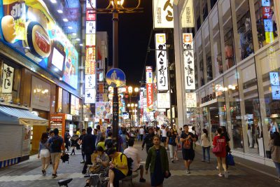 地震の日の夜の道頓堀
